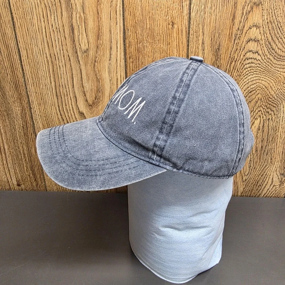 Rae Dunn Hat‎ Cap Strap Back Womens One Size Blue Dog Mom Denim Washed Casual